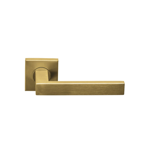 BASICS BSQ2 sprung lever handle on rose PVD satin gold in Satin Gold PVD