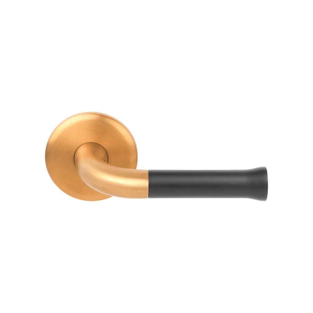 NOUR EV101/64 sprung lever handle on rose PVD satin gold/satin black in Satin Gold/Satin Black PVD