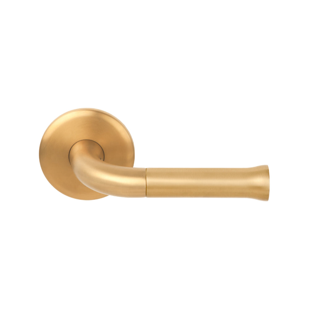 NOUR EV101/64 sprung lever handle on rose PVD satin gold in Satin Gold PVD