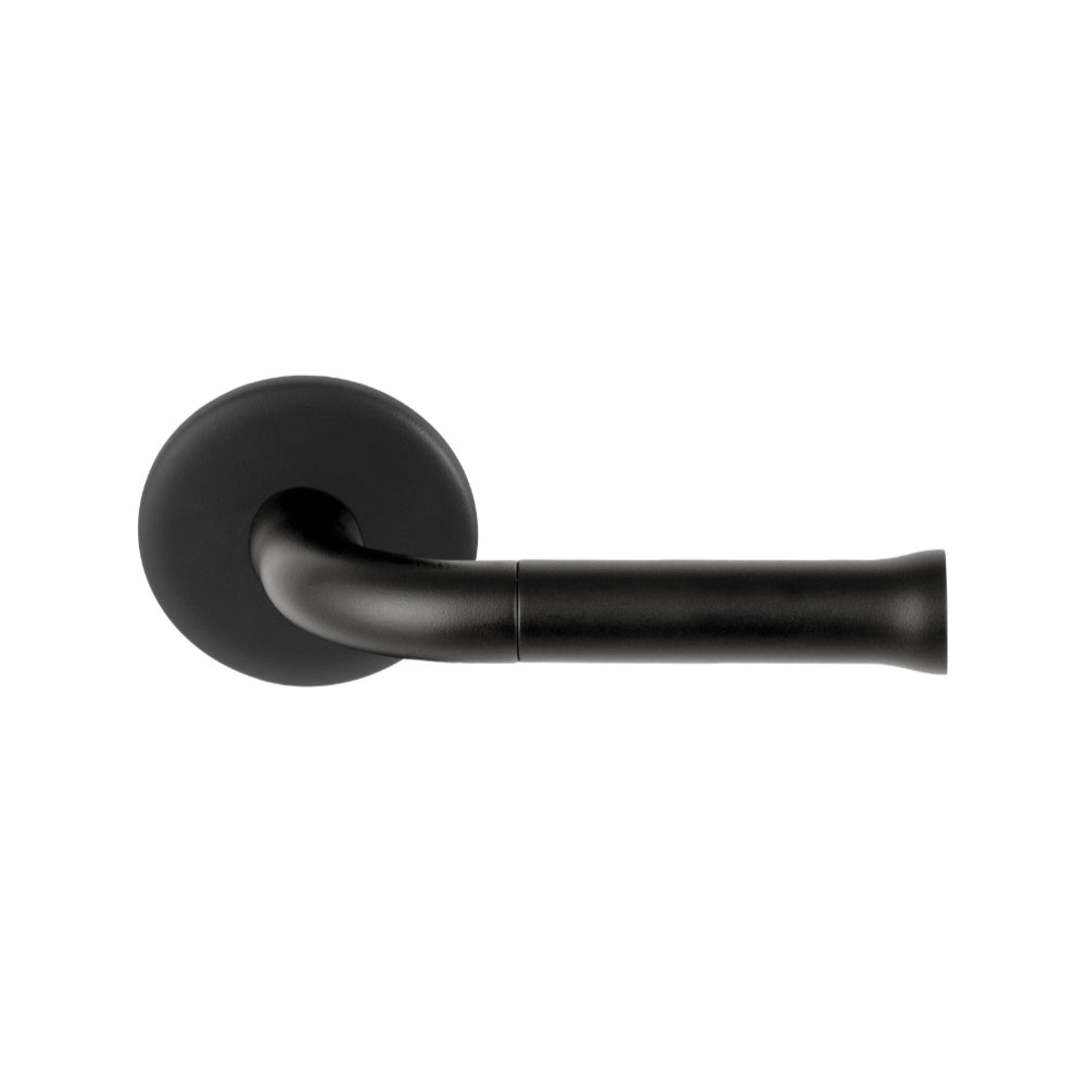 NOUR EV101/64 sprung lever handle on rose satin black in Satin Black