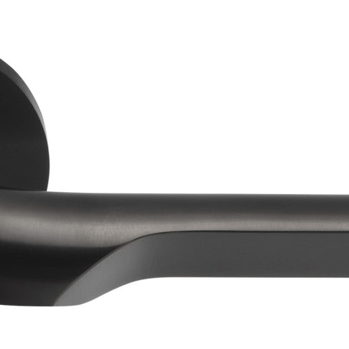 RIVIO GL100 unsprung lever handle on rose PVD satin black in Satin Black