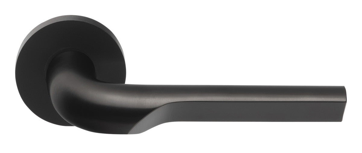 RIVIO GL100 unsprung lever handle on rose PVD satin black in Satin Black
