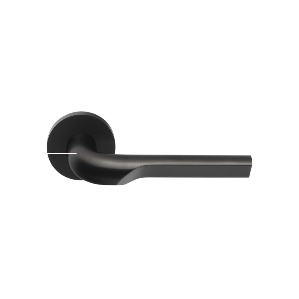 RIVIO GL100-G sprung lever handle on rose PVD satin black in Satin Black