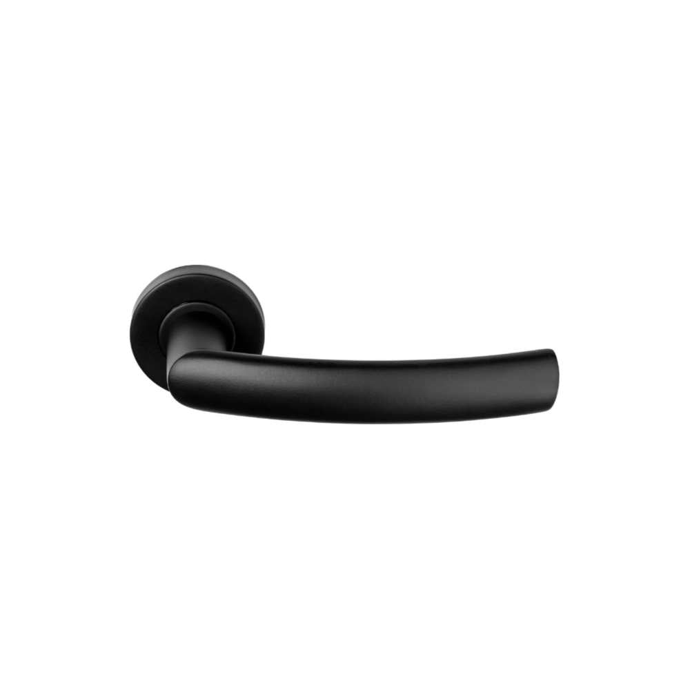 BASICS LB14 solid sprung lever handle on rose satin black in Satin Black