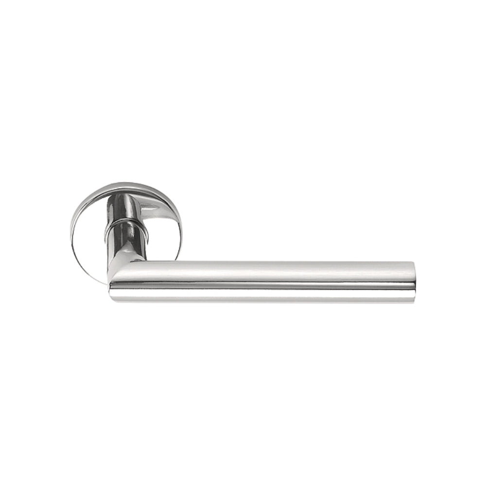 BASICS LB2-19 sprung lever handle on rose EN1906 class 3 polished stainless steel in Polished Stainless Steel