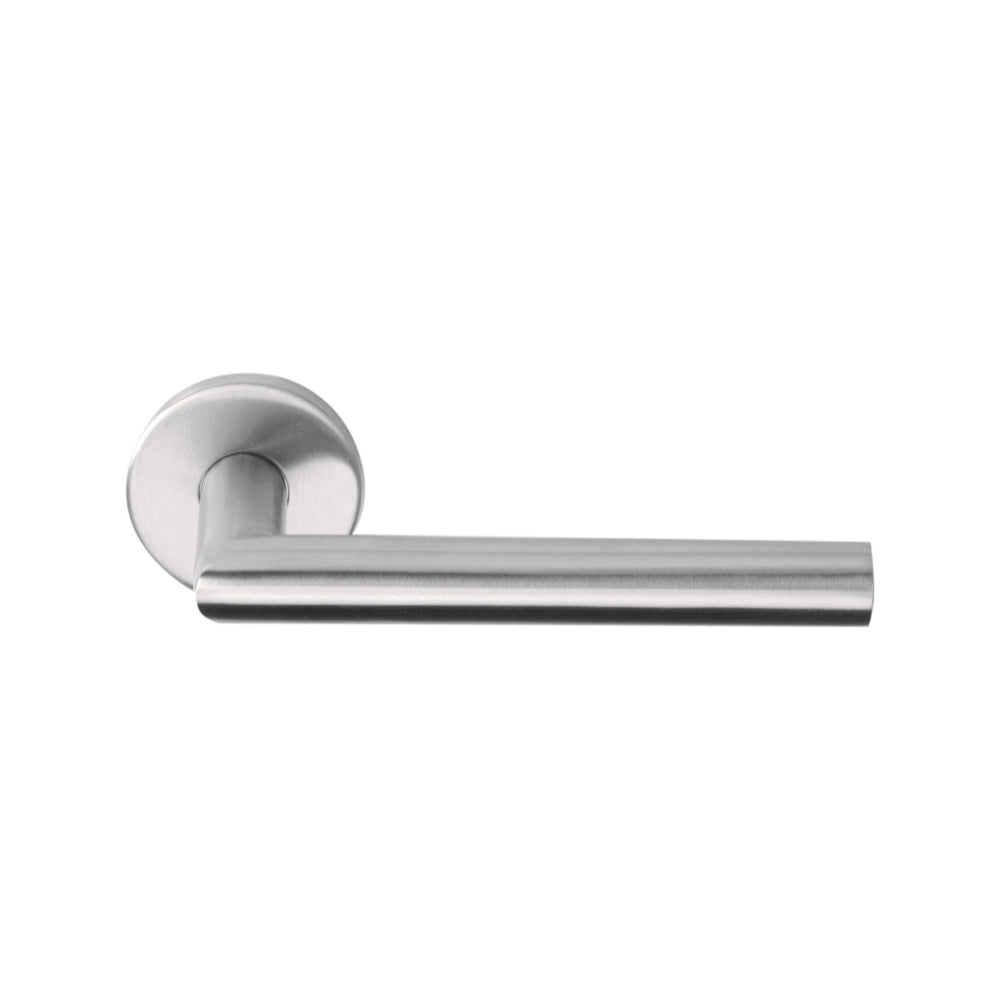 BASICS LB2-19 sprung lever handle on rose EN1906 class 3 PVD satin stainless steel in Satin Stainless Steel PVD