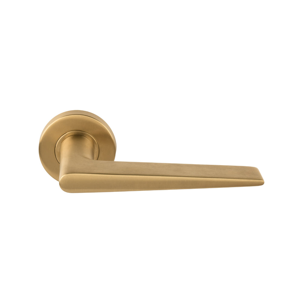 BASICS LB21H sprung lever handle on rose PVD satin gold in Satin Gold