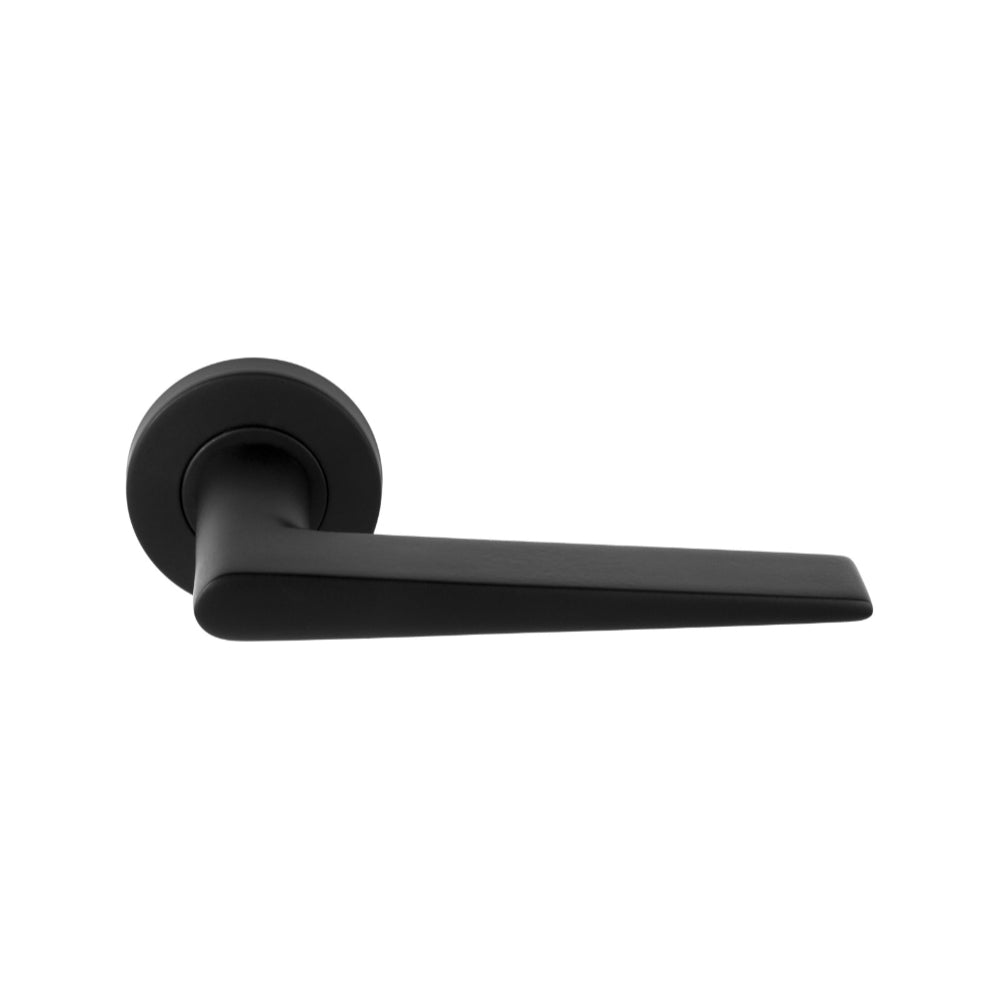 BASICS LB21H sprung lever handle on rose satin black in Satin Black