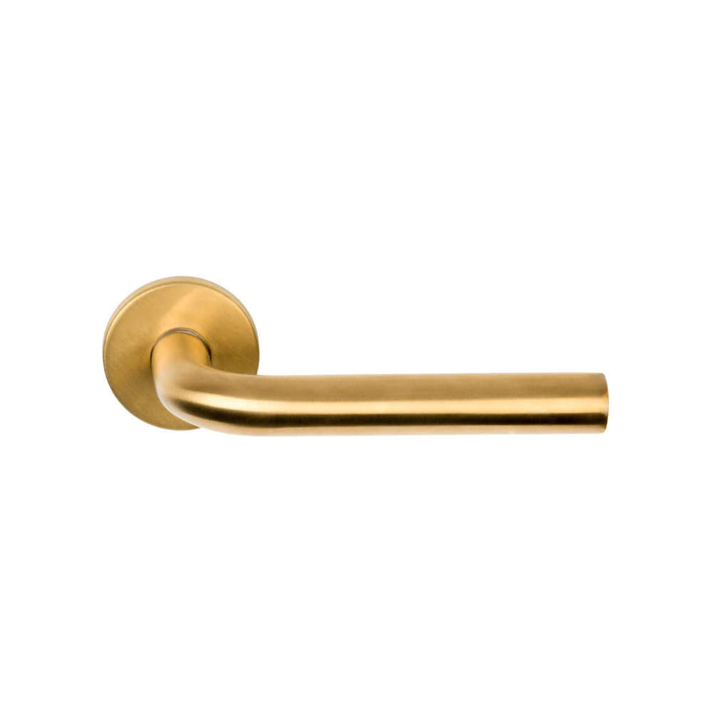 BASICS LB3-19 sprung lever handle on rose EN1906 class 3 PVD satin gold in Satin Gold PVD