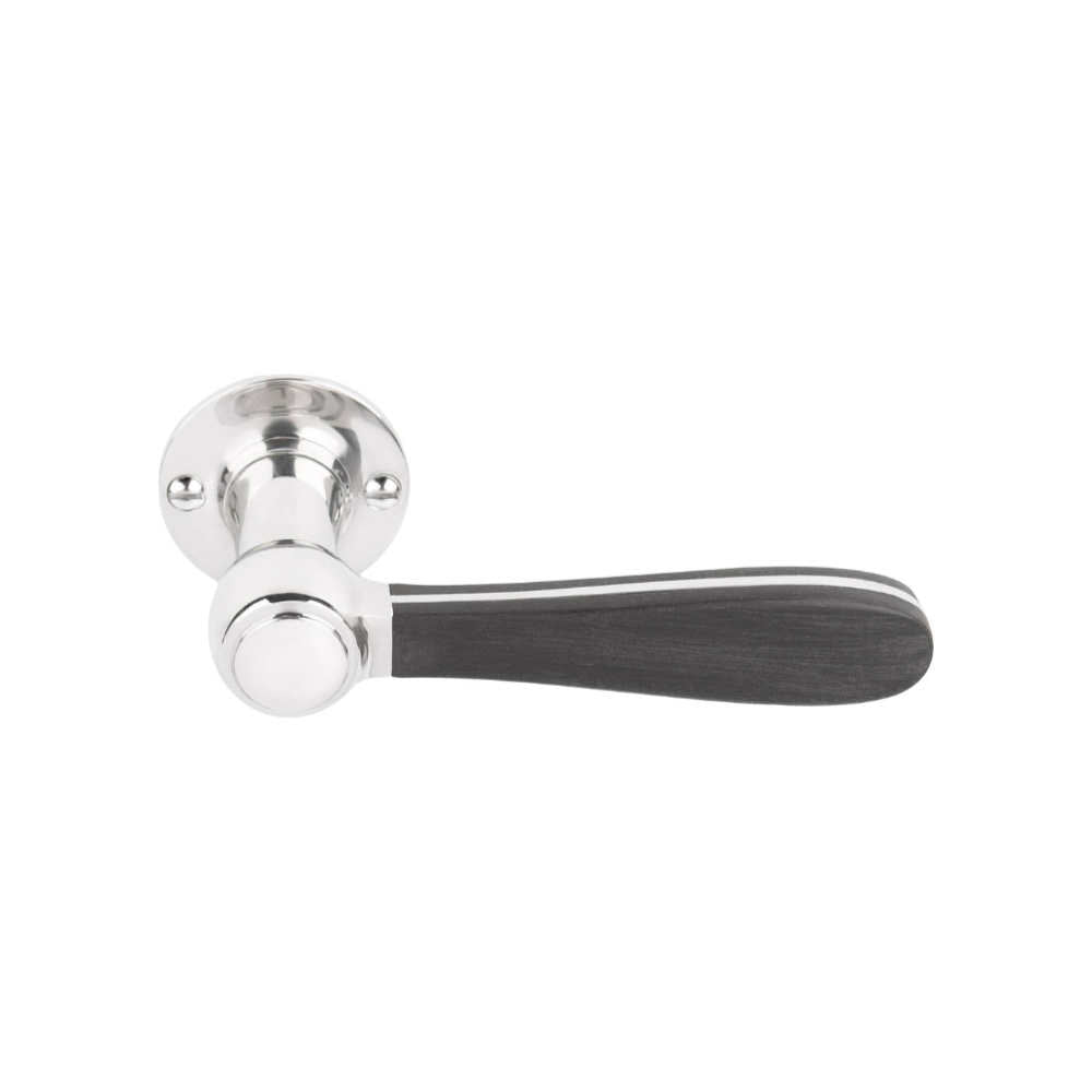 BOSCO LZ100-G sprung lever handle on rose polished stainless steel / black in Polished Stainless / Black