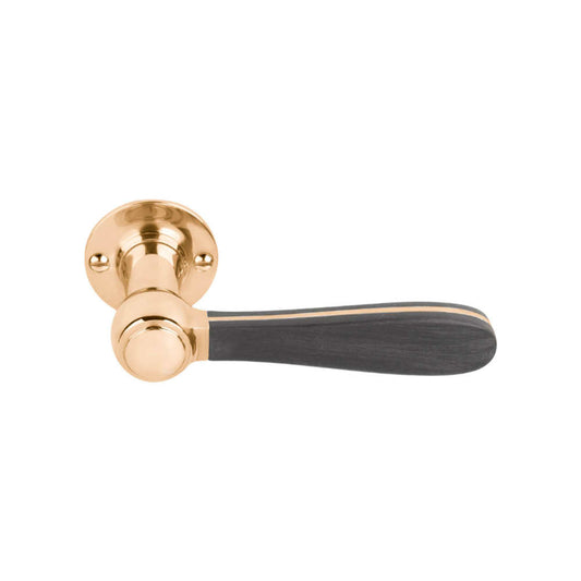 BOSCO LZ100-G sprung lever handle on rose brass unlacquered / black in Brass Unlacquered/Black