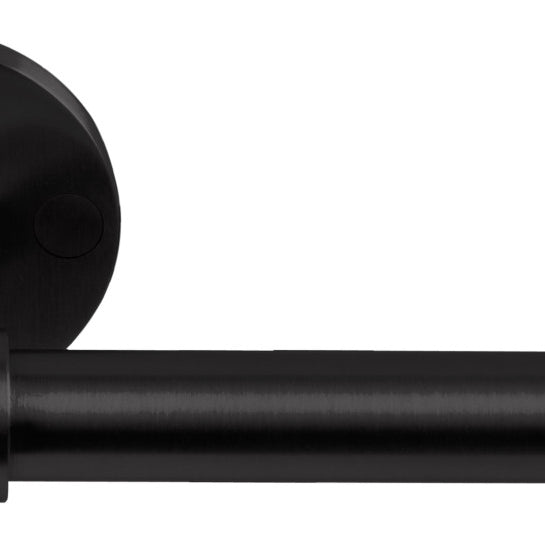 Pair of Formani ONE XL 15Ø lever handles on round rose, showcasing sleek modern design and polished finish.