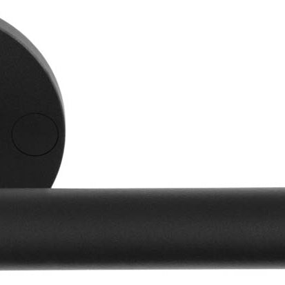 Pair of Formani ONE XL 15Ø lever handles with round rose, showcasing sleek modern design and polished metal finish.