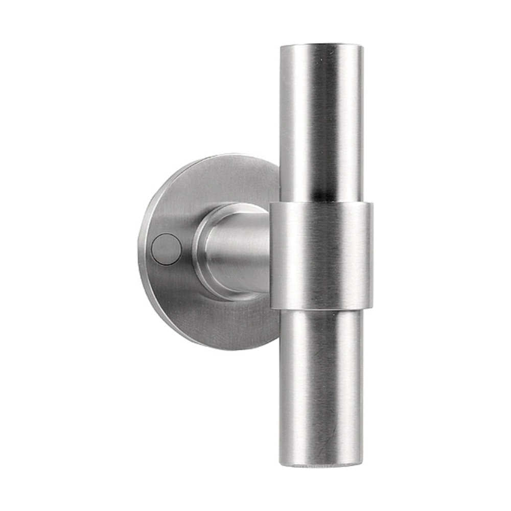 PIET BOON PBT20/50 sprung lever handle 20mm on rose satin stainless steel in Satin Stainless
