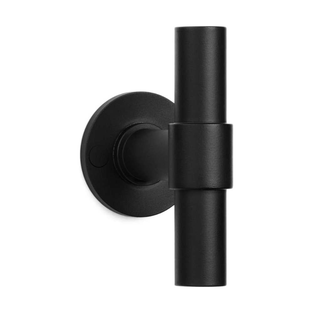 PIET BOON PBT20/50 sprung lever handle 20mm on rose satin black in Satin Black