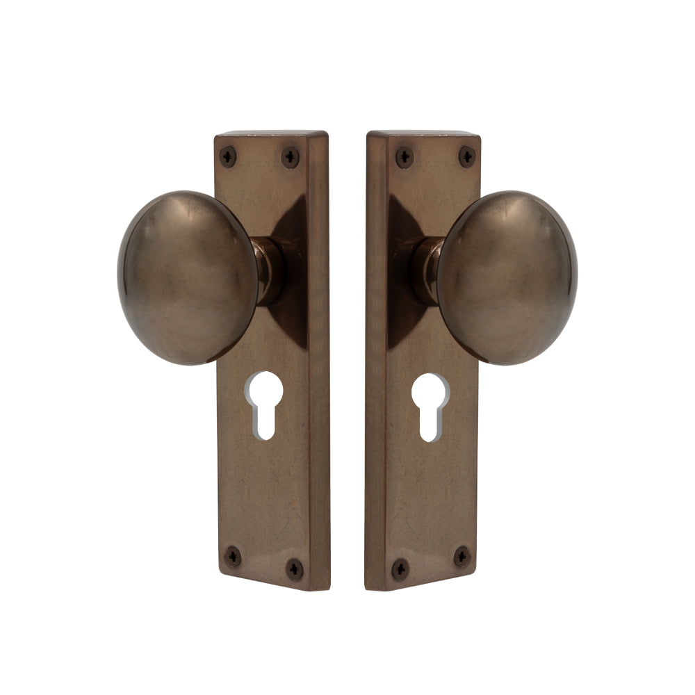 Victorian Knob Lock - Euro 48mm in Antique Bronze