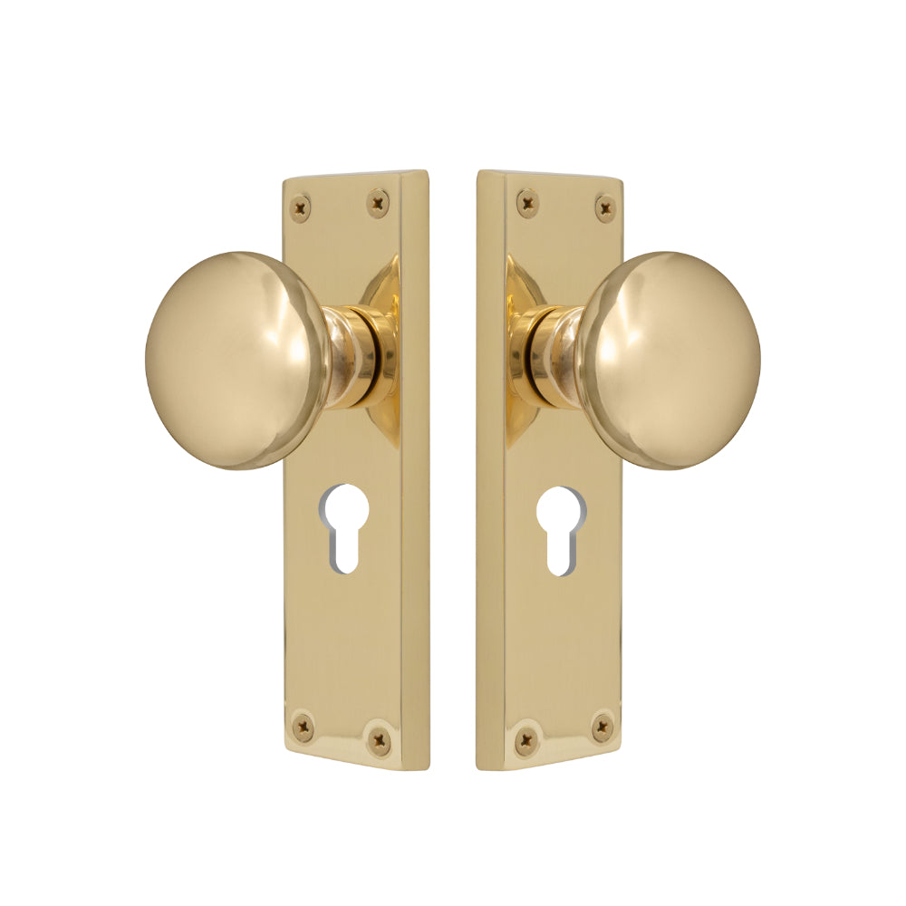Victorian Knob Lock - Euro 48mm in Polished Brass