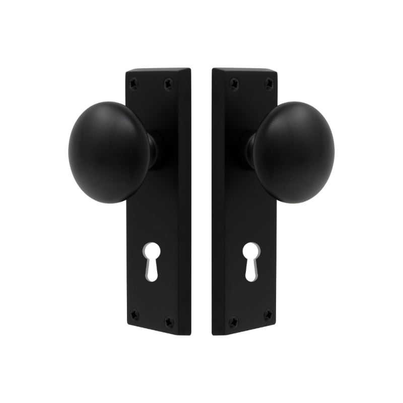 Victorian Knob Lock in Matt Black