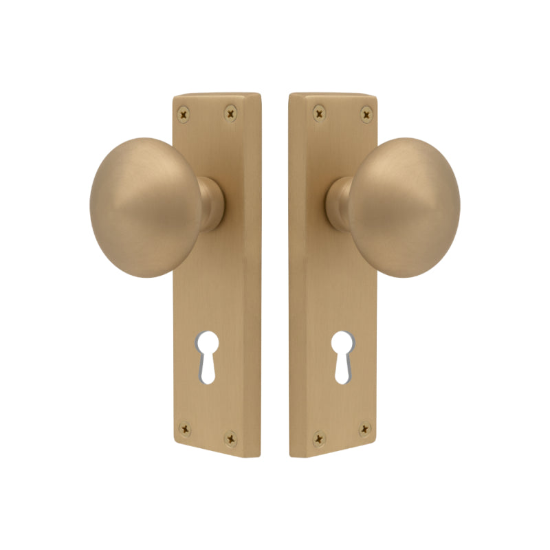Victorian Knob Lock in Matt Satin Brass