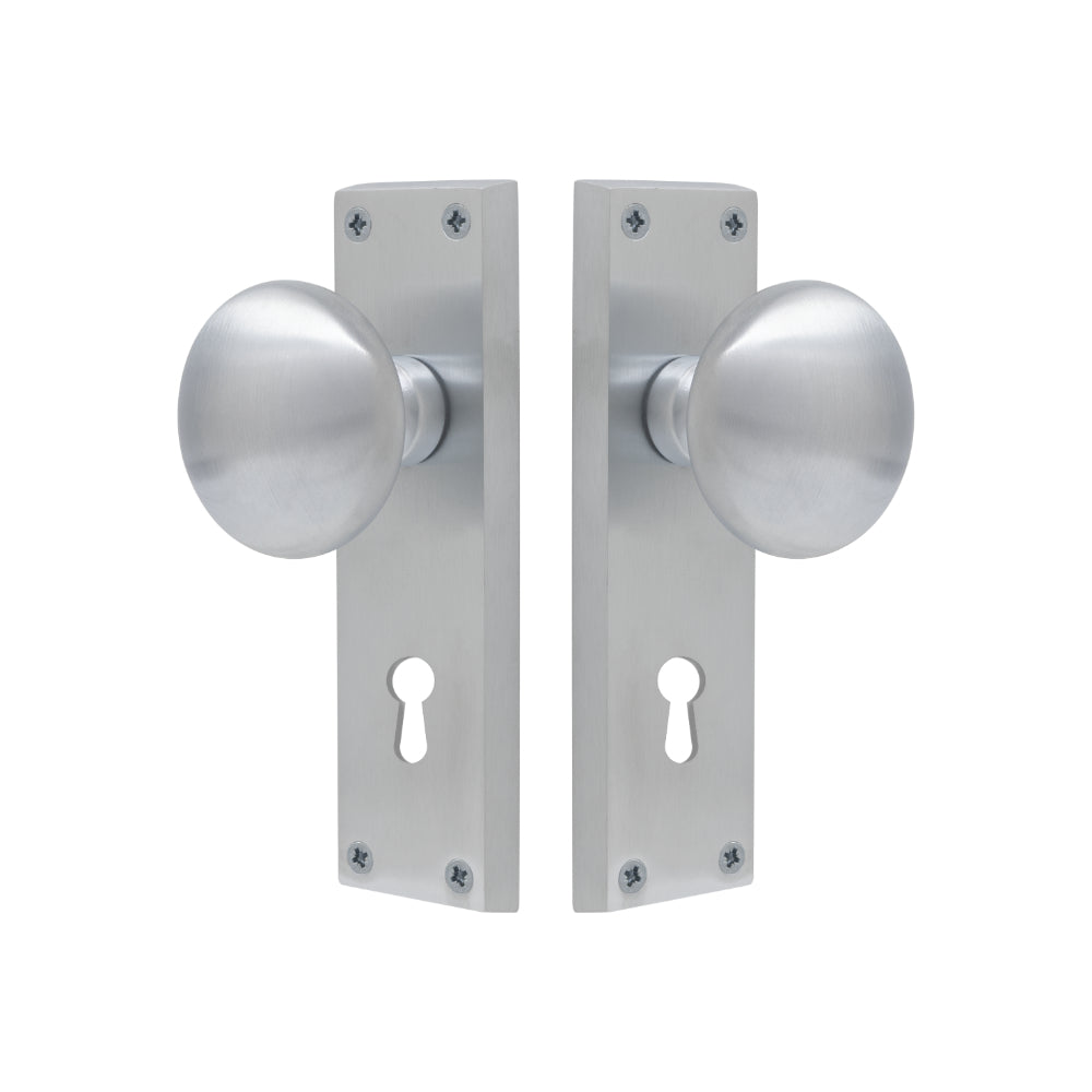 Victorian Knob Lock in Satin Chrome