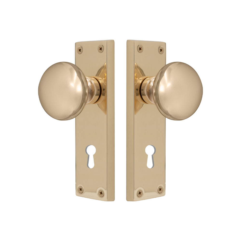 Victorian Knob Lock in Unlacquered Brass