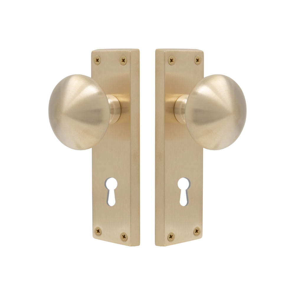 Victorian Knob Lock in Satin Brass Unlaquered