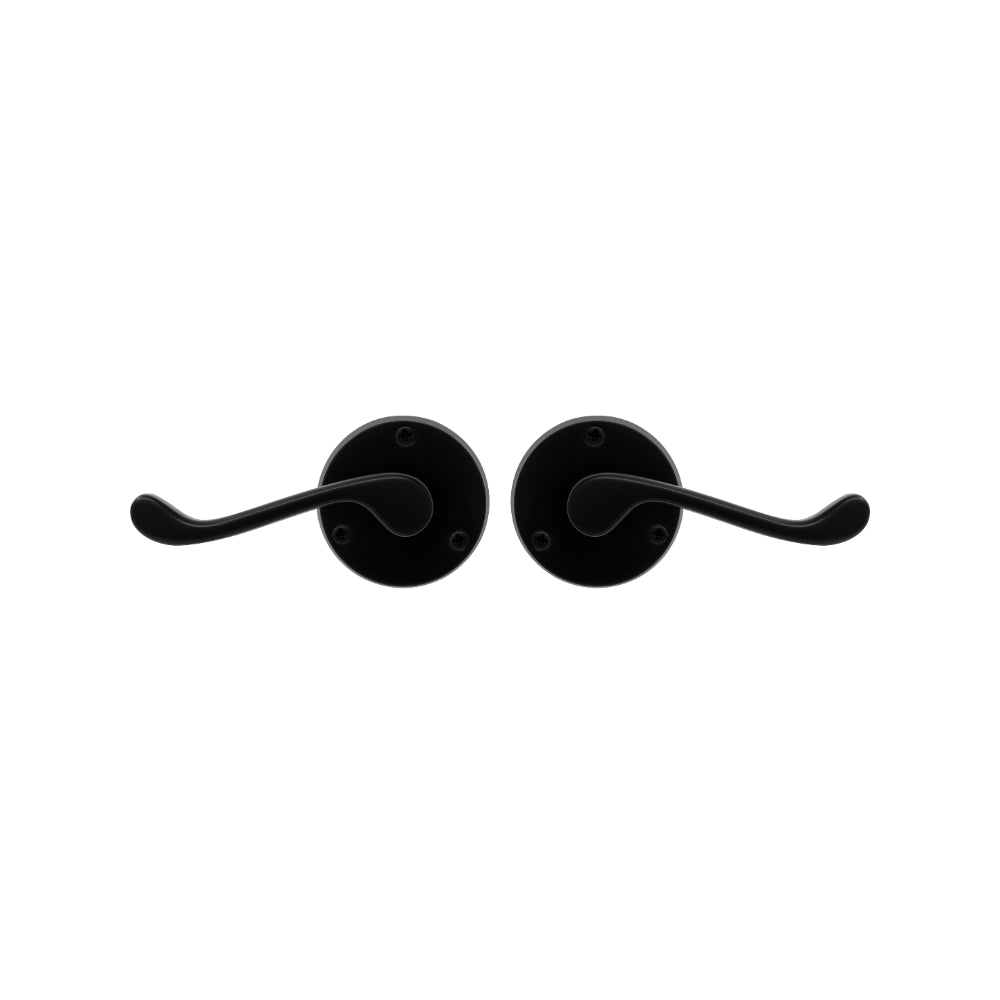 Victorian Round Rose Lever Set in Matt Black