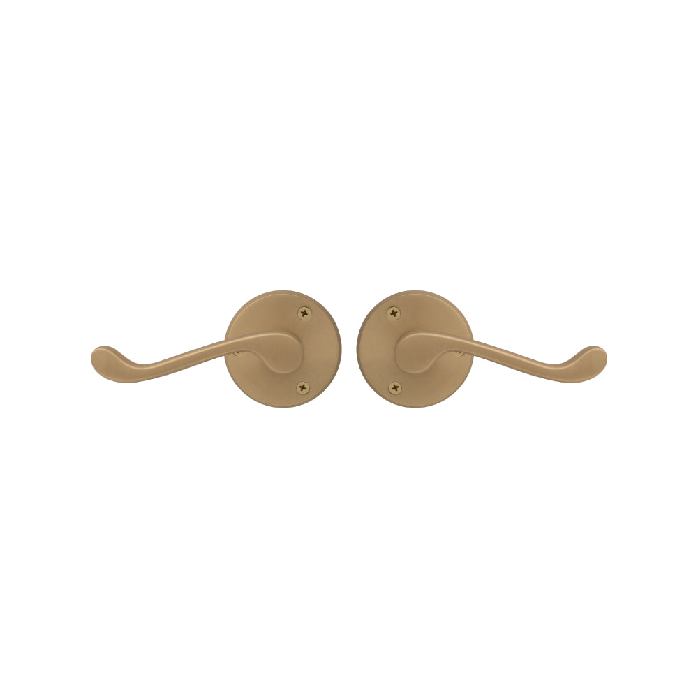 Victorian Round Rose Lever Set in Matt Satin Brass