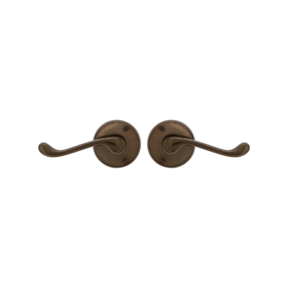 Victorian Round Rose Lever Set in Natural Bronze