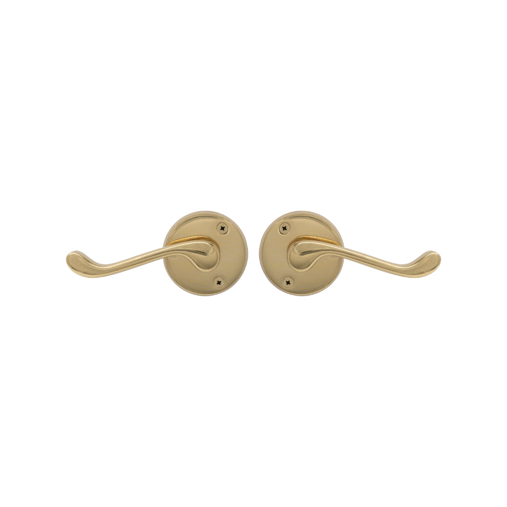 Victorian Round Rose Lever Set in Polished Brass