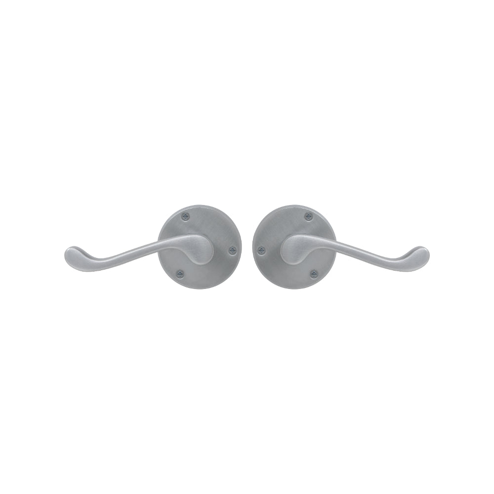 Victorian Round Rose Lever Set in Satin Chrome
