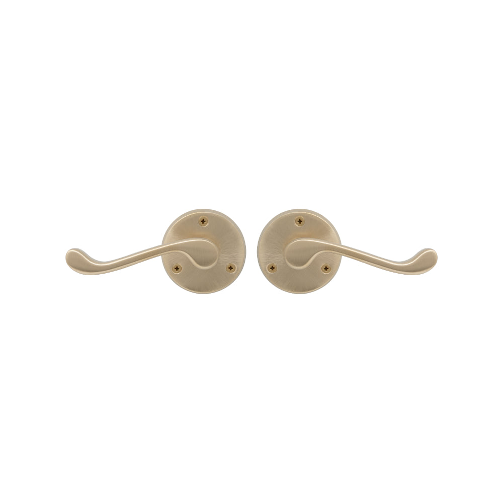 Victorian Round Rose Lever Set in Satin Brass Unlaquered
