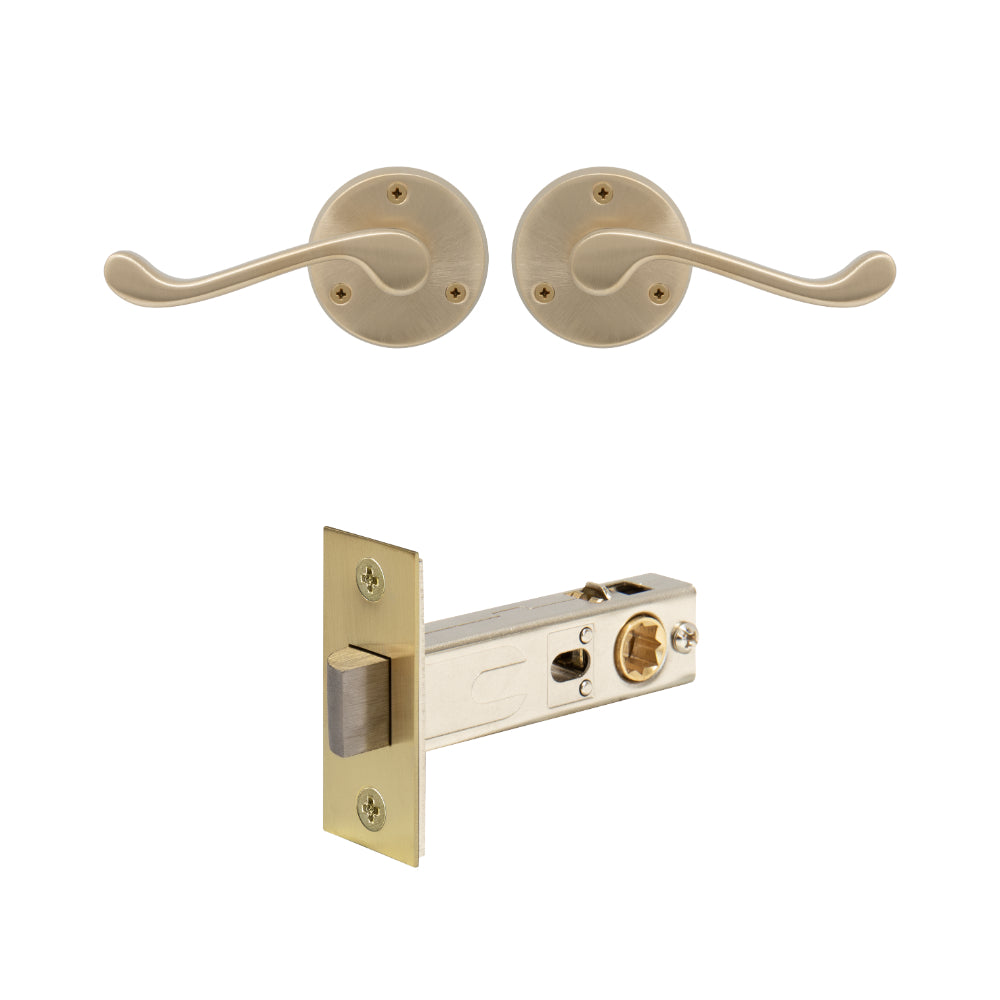 York Passage Set in Unlacquered Satin Brass