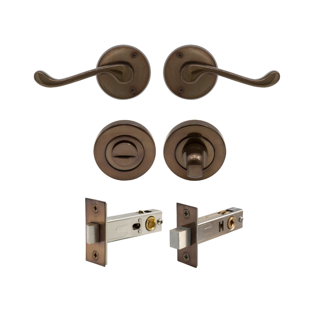 York - Round Rose Privacy Set in Antique Bronze