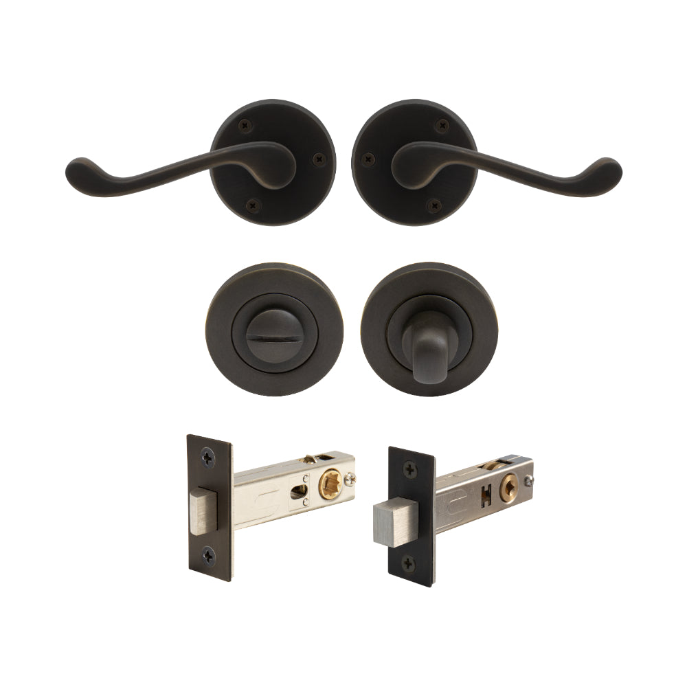 York - Round Rose Privacy Set in Dark Roman Brass