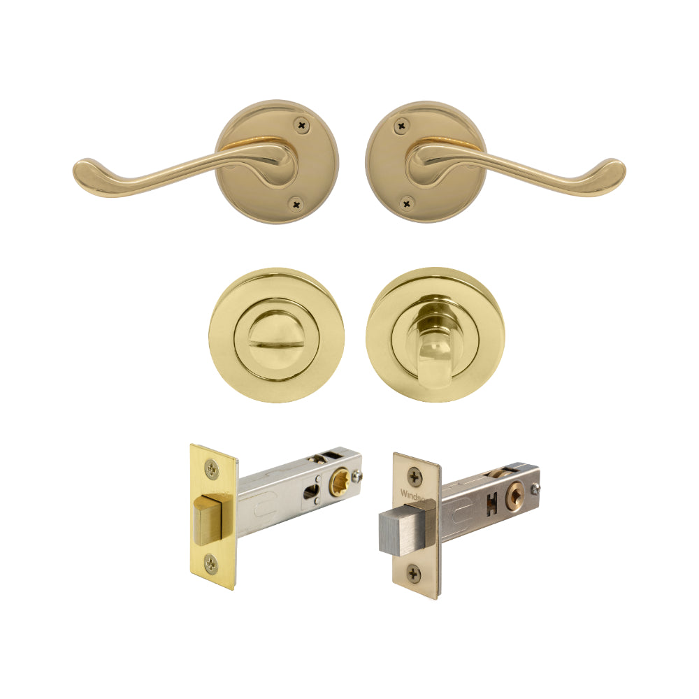 York - Round Rose Privacy Set in Polished Brass