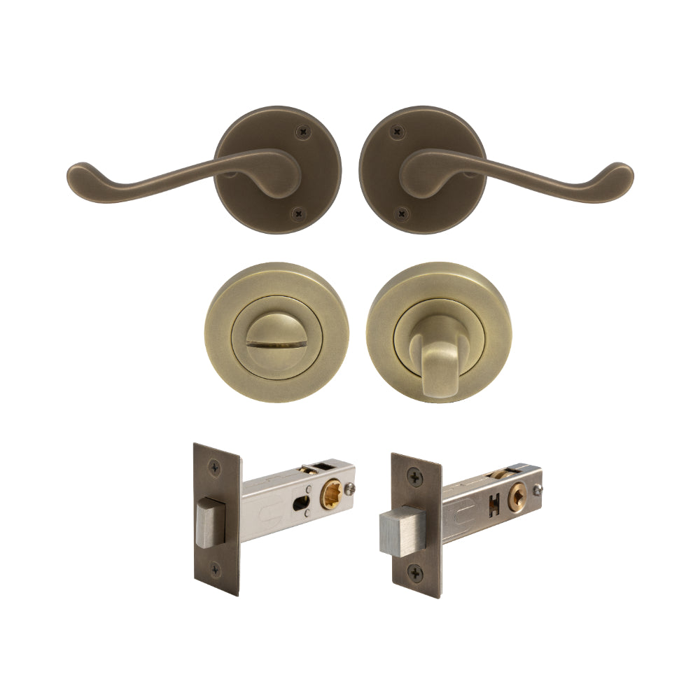 York - Round Rose Privacy Set in Roman Brass