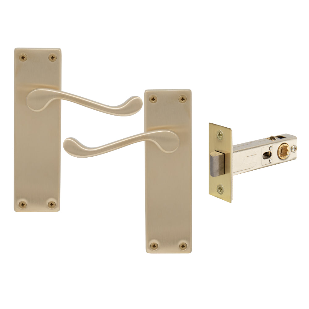 York Square Longplate - Passage Set in Unlacquered Satin Brass