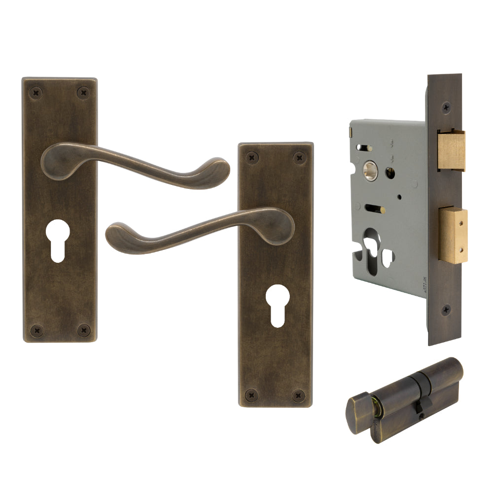 York Square Longplate - Euro Locking Set in Oil Rubbed Bronze