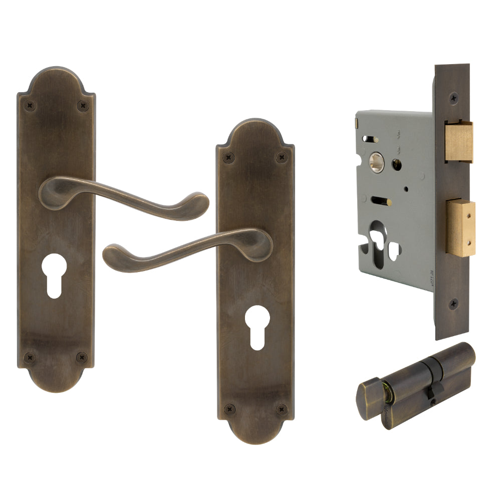 York Victorian Longplate - Euro Locking Set in Oil Rubbed Bronze