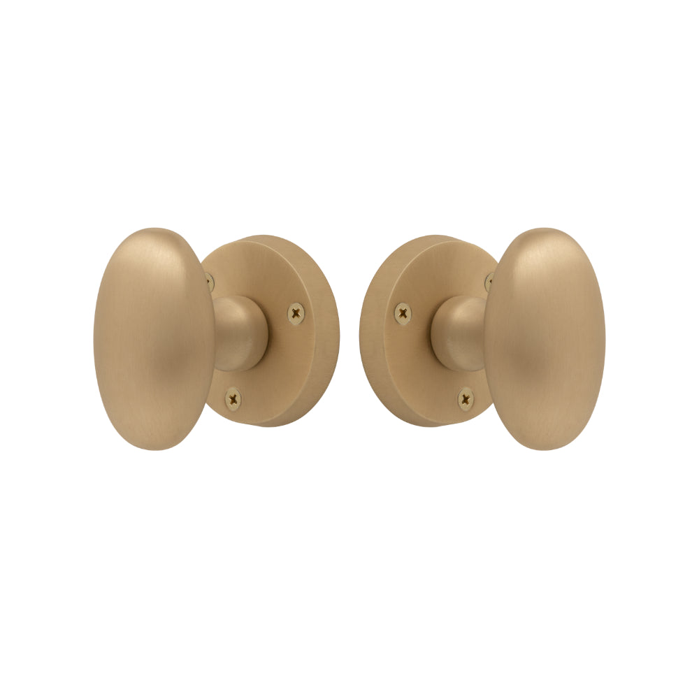 Knob Latch Oval in Matt Satin Brass