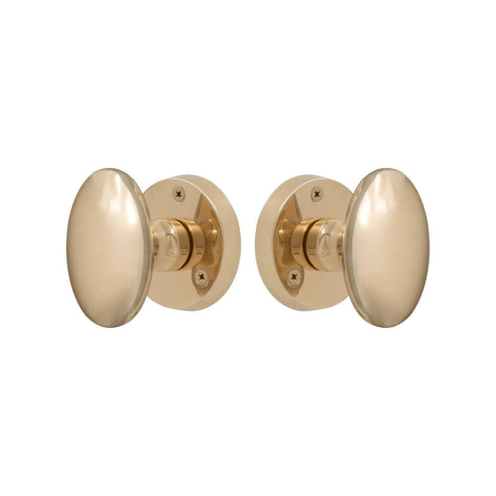 Knob Latch Oval in Polished Brass Unlacquered