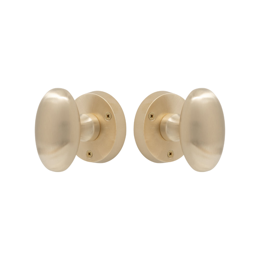 Knob Latch Oval in Satin Brass Unlaquered