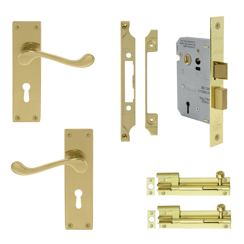 French Door Kit (7005+1107+1109+2x 5213) in Polished Brass
