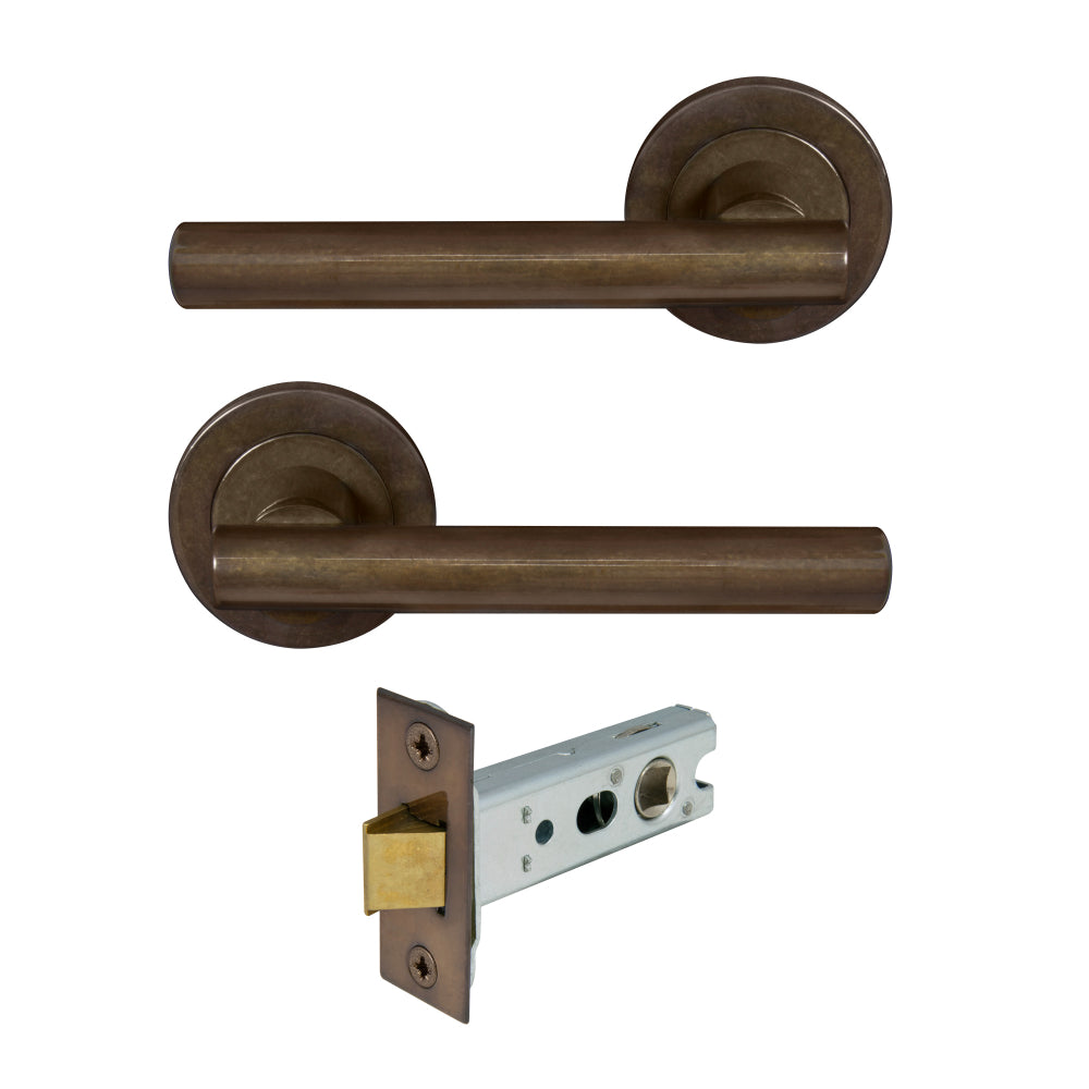 Charleston Round Rose Passage Set in Antique Bronze
