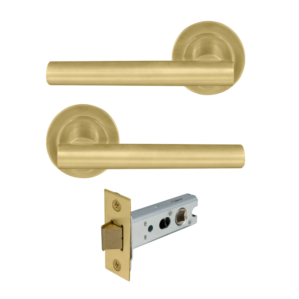 Charleston Round Rose Passage Set in Matt Satin Brass