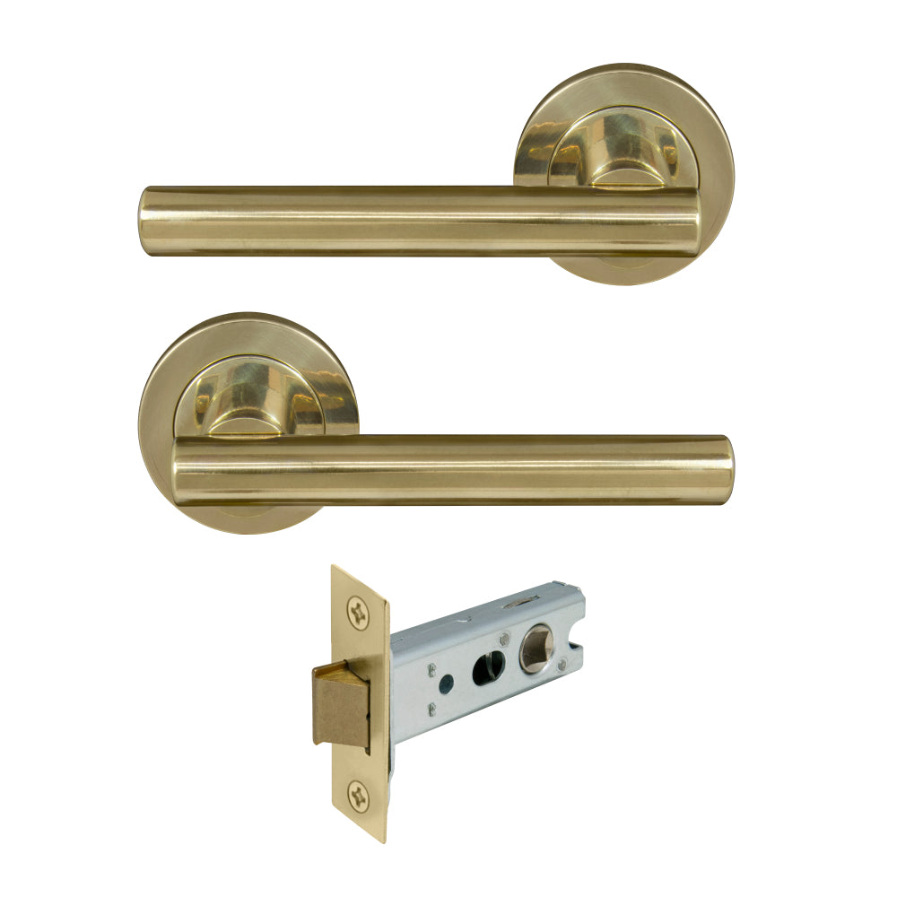 Charleston Round Rose Passage Set in Polished Brass