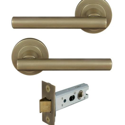 Charleston Round Rose Passage Set in Roman Brass