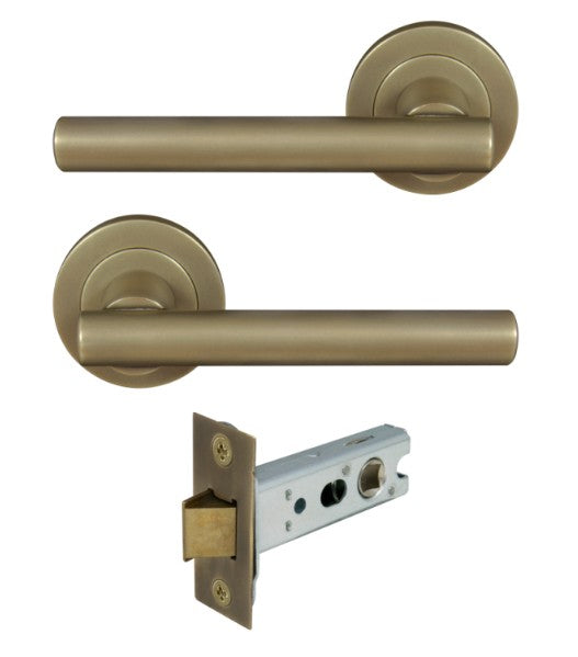 Charleston Round Rose Passage Set in Roman Brass