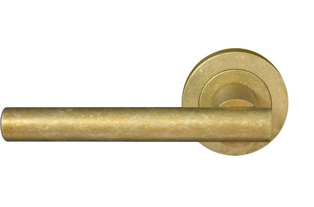Charleston Round Rose Passage Set in Rumbled Brass